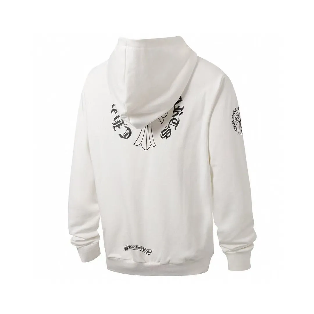 P240 Cross-border model, please do not place an order if you are pursuing quality - Chrome Hearts/Chrome Hearts 23ss cross ✝️ Sanskrit printed zipper sweatshirt cardigan jacket - High weight, high density and high quality. The wool is soft, delicate and skin-friendly. Soft and silky to the touch. Warmth and skin-friendly. - Custom-woven and dyed with no color difference. No matter the fabric or workmanship details, it beats the ordinary version on the market. - Hardware zipper accessories are all customized and full of details - Color: black White -Size: S M L XL
